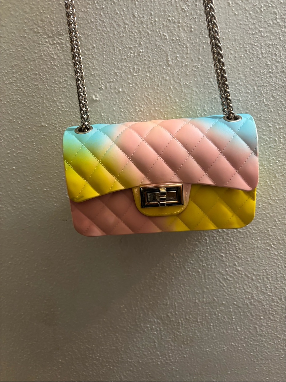 Quilted Pastel Gradient Chain Crossbody Bag - Multicolor